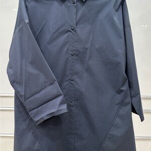 A-line asymmetrical pinstripe button down Womens blouse XXL